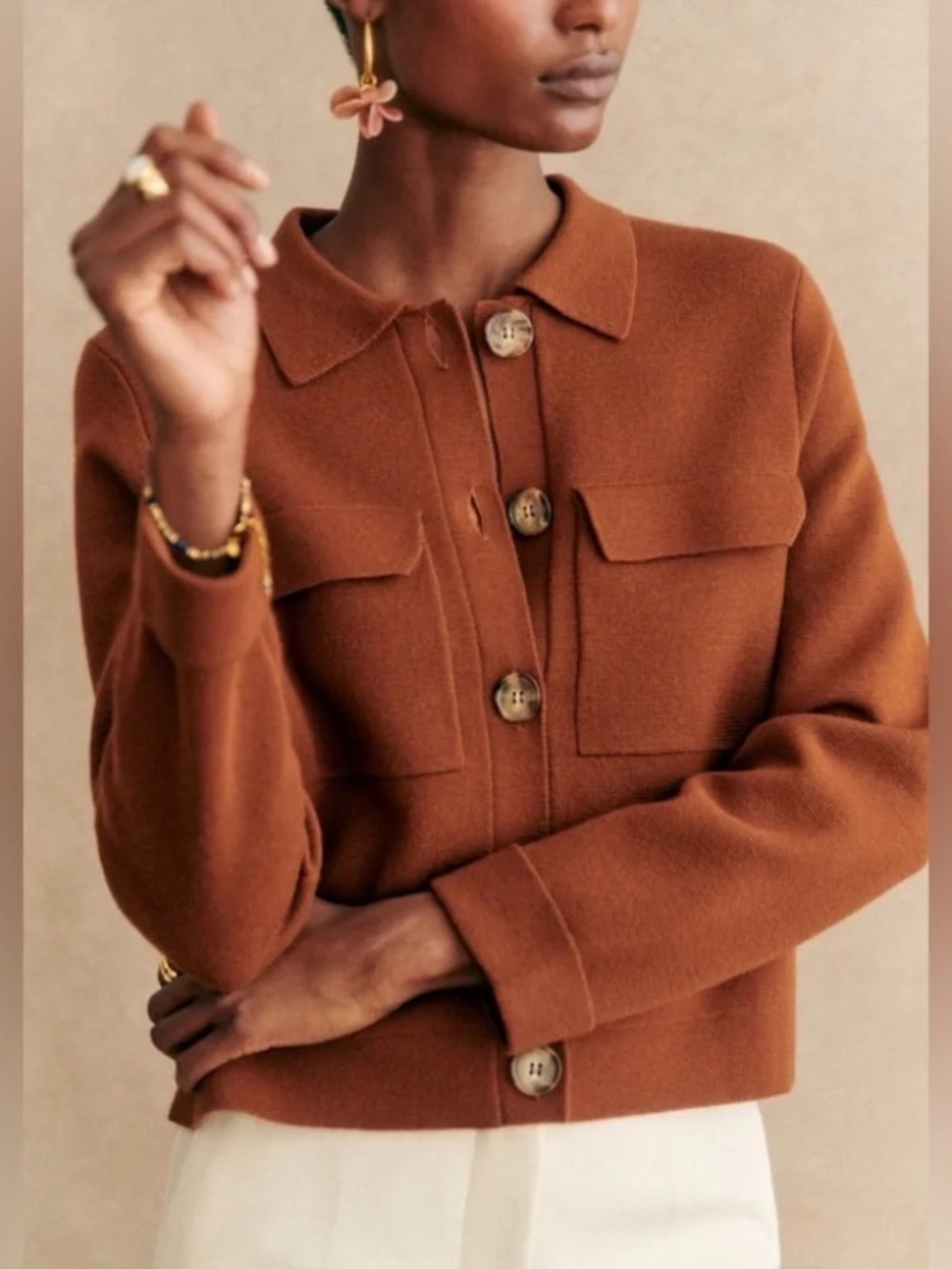 Sezane Betty Cardigan Hazelnut S - Picture 3 of 8